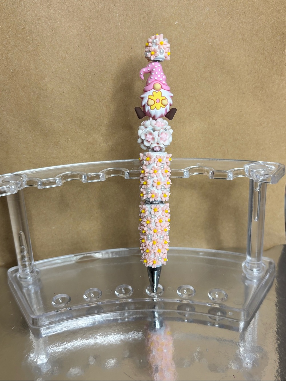 Pink Floral Gnome Ballpoint Pen